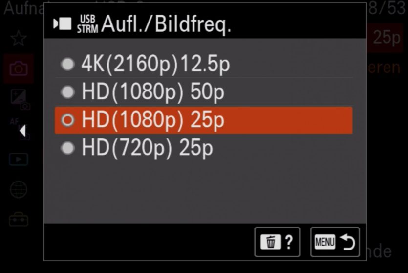 Live-Streaming ist mit bis zu 4K möglich, wobei Full-HD/50p meist die bessere Wahl sein dürfte.