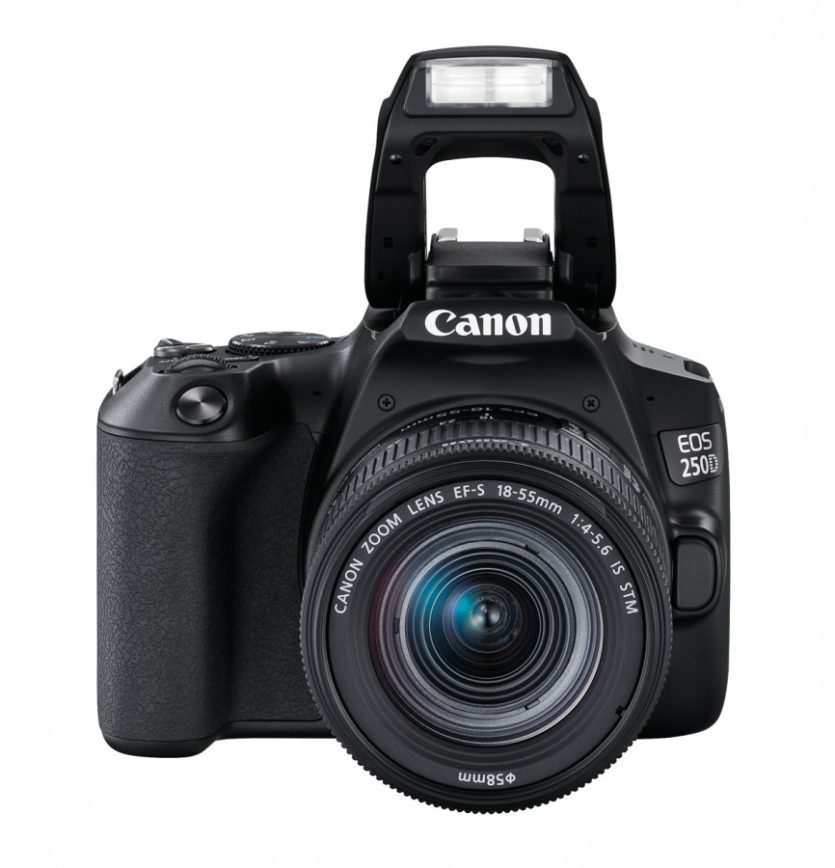 Canon EOS 250D mit Ausklappblitz Die EOS 250D ist mit einem Ausklappblitz ausgestattet, der eine Leitzahl von 9,8 erreicht.