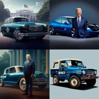Joe Biden und die von der KI für ihn generierten Autos