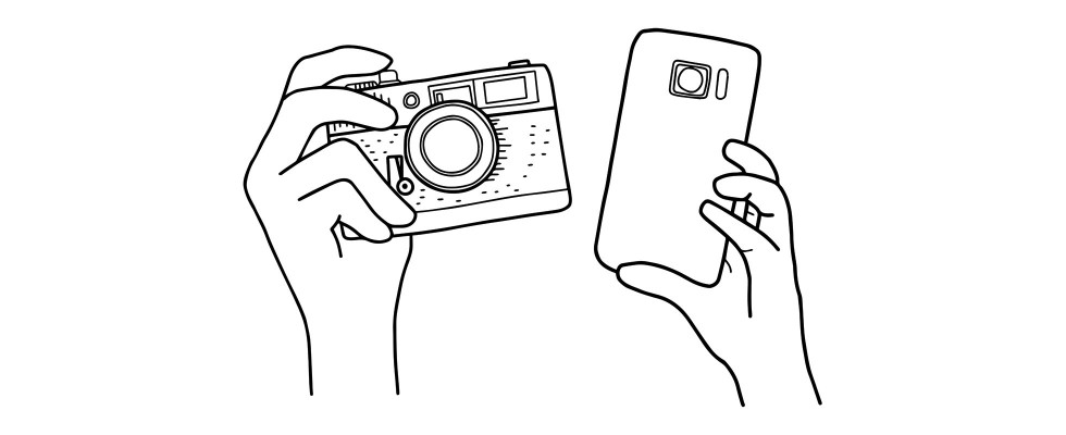 Illustration Kamera und Smartphone