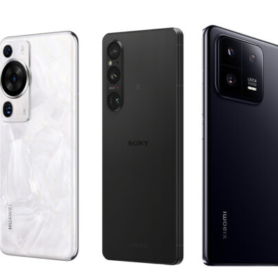 Die drei Smartphones im Test von lins nach rechts: Huawei P60 Pro, Sony Xperia 1 V und Xiaomi 13 Pro.