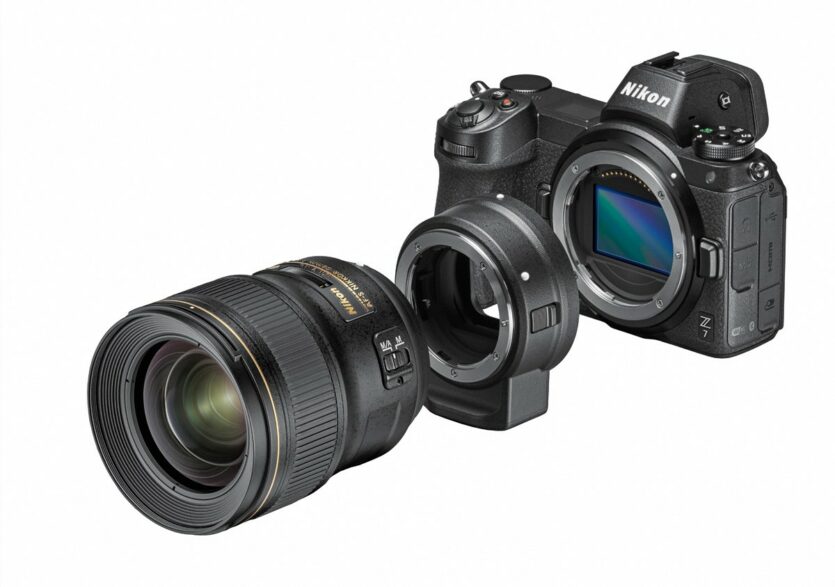 Nikon Z7 mit Adapter und Objektiv