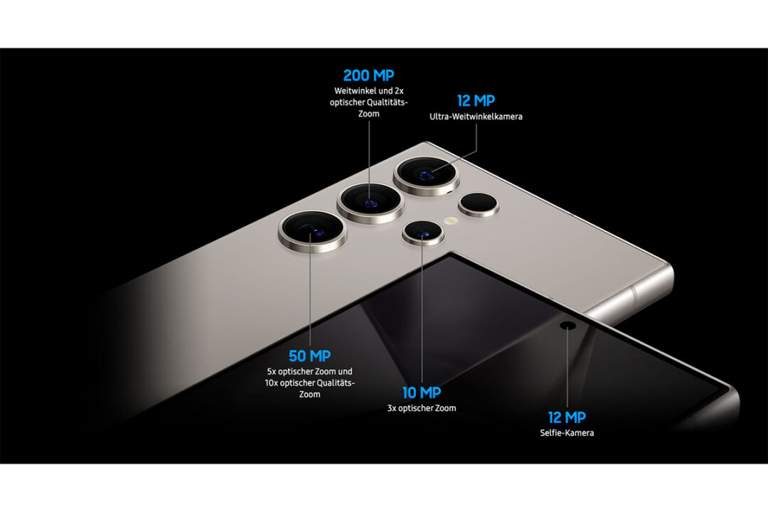 Das Galaxy S24 Ultra ist mit vier Rückseitenkameras ausgestattet.