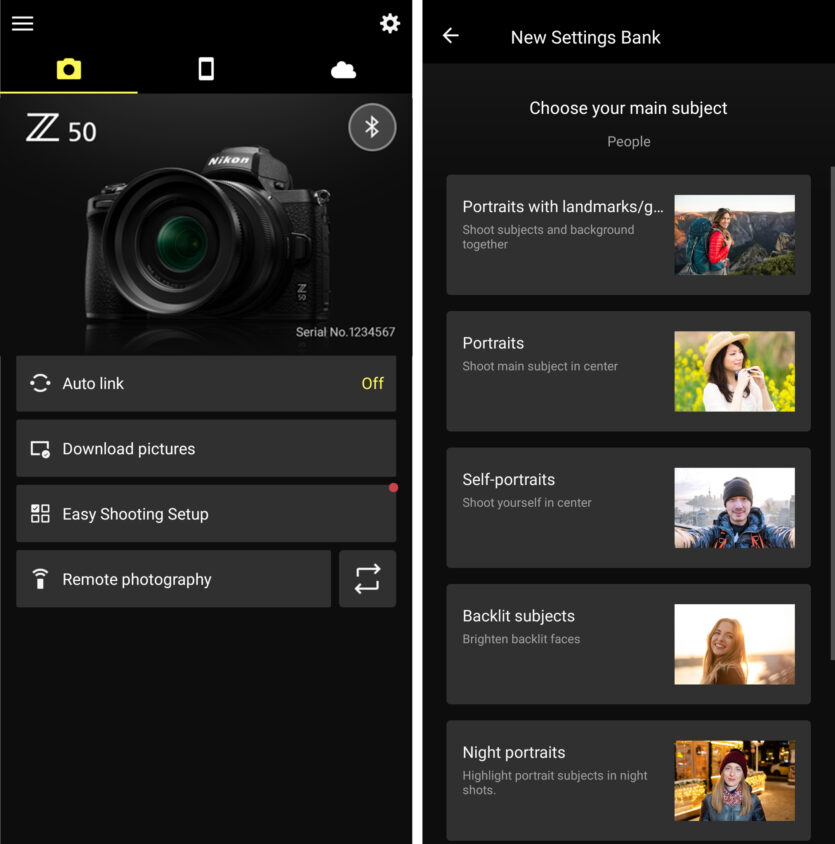 "Easy Shooting" in SnapBridge 2.11.0 erleichtert Einsteigern das Fotografieren.