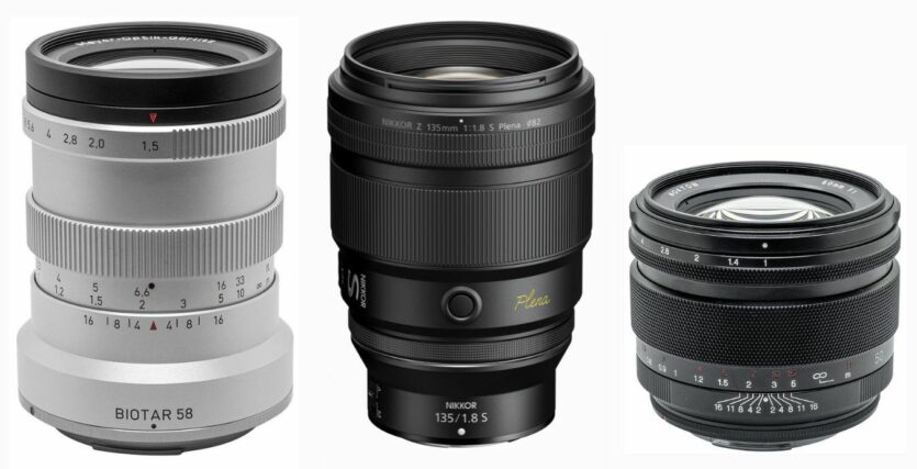 Objektiv-Exoten: Meyer Optik Görlitz Biotar 1,5/58 mm II, dem Nikon Nikkor Z 1,8/135 mm S Plena und dem Voigtländer 1,0/50 mm Nokton asphärisch RF